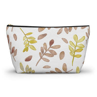 Watercolor Tossed Leaves Accessory Pouch w T-bottom in Red